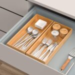 Addreen Stackable Utensil Organizer for Kitchen, Bamboo Storage Box Wood Bamboo Silverware Tray for Drawer - Image 2