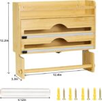 Addreen Wall-Mount Bamboo Roll Organizer Holder 4 in 1 Wrap Dispenser With Cutter and Labels - Image 4