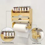 Addreen Wall-Mount Bamboo Roll Organizer Holder 4 in 1 Wrap Dispenser With Cutter and Labels - Image 3