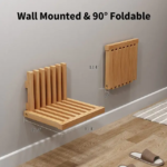 Addreen Walnut Solid Wood Wall-Mounted Shower Stool Modern Design Folding Bench with Waterproof Feature for Bathroom Entryway - Image 3