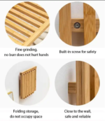 Addreen Walnut Solid Wood Wall-Mounted Shower Stool Modern Design Folding Bench with Waterproof Feature for Bathroom Entryway - Image 4