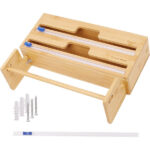 Addreen Wholesale Bamboo Wood 3-in-1 Storage Boxes Rectangle Shape with Slide Cutter for Home and Kitchen Use