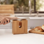 Addreen Wholesale High Quality Bamboo Wooden Slicer for Homemade Bread Mini Bamboo Bagel Cutter Bread Slicer - Image 4