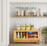 Addreen Wholesale Price Window Kitchen Bread Bin Counter Storage Organizer Food Bamboo Bread Box - Image 2