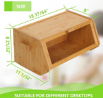 Addreen Wholesale Price Window Kitchen Bread Bin Counter Storage Organizer Food Bamboo Bread Box - Image 4