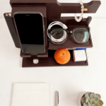 Addreen Wholesale Wood Desktop Organizer Phone Docking Station One-Piece All-in-One Stand Phone Holder Storage Tray
