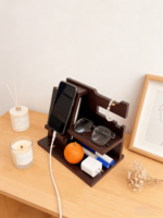Addreen Wholesale Wood Desktop Organizer Phone Docking Station One-Piece All-in-One Stand Phone Holder Storage Tray - Image 2