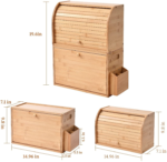 Addreen Wood 2 Layer Bread Storage Box Bin With Basket Food Container Bread Storage Bin for Kitchen Wholesale Bamboo Camping - Image 2
