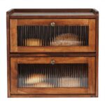 Bamboo 2-Layer Multifunction Bread Box Acrylic Window 1300 Cubic Inches Large Capacity Vintage Farmhouse Home Kitchen Countertop