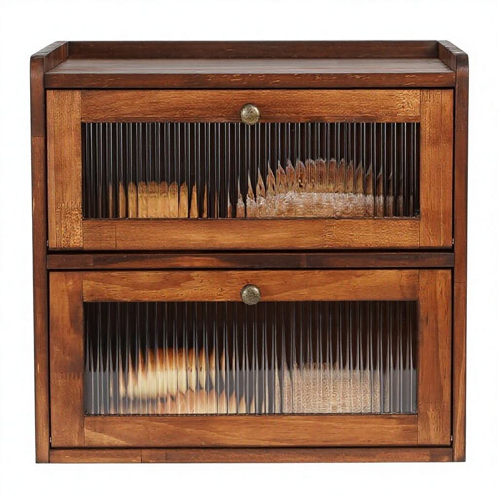 Bamboo 2-Layer Multifunction Bread Box Acrylic Window 1300 Cubic Inches Large Capacity Vintage Farmhouse Home Kitchen Countertop01 Bamboo 2-Layer Multifunction Bread Box Acrylic Window 1300 Cubic Inches Large Capacity Vintage Farmhouse Home Kitchen Countertop - Image 1