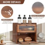Bamboo 2-Layer Multifunction Bread Box Acrylic Window 1300 Cubic Inches Large Capacity Vintage Farmhouse Home Kitchen Countertop - Image 2