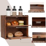 Bamboo 2-Layer Multifunction Bread Box Acrylic Window 1300 Cubic Inches Large Capacity Vintage Farmhouse Home Kitchen Countertop - Image 3