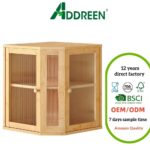 Bamboo 2-Tier Corner Bread Box Kitchen Countertop Large Capacity 27.5L Dual Rippled Acrylic Doors Durable Modern Bread Storage