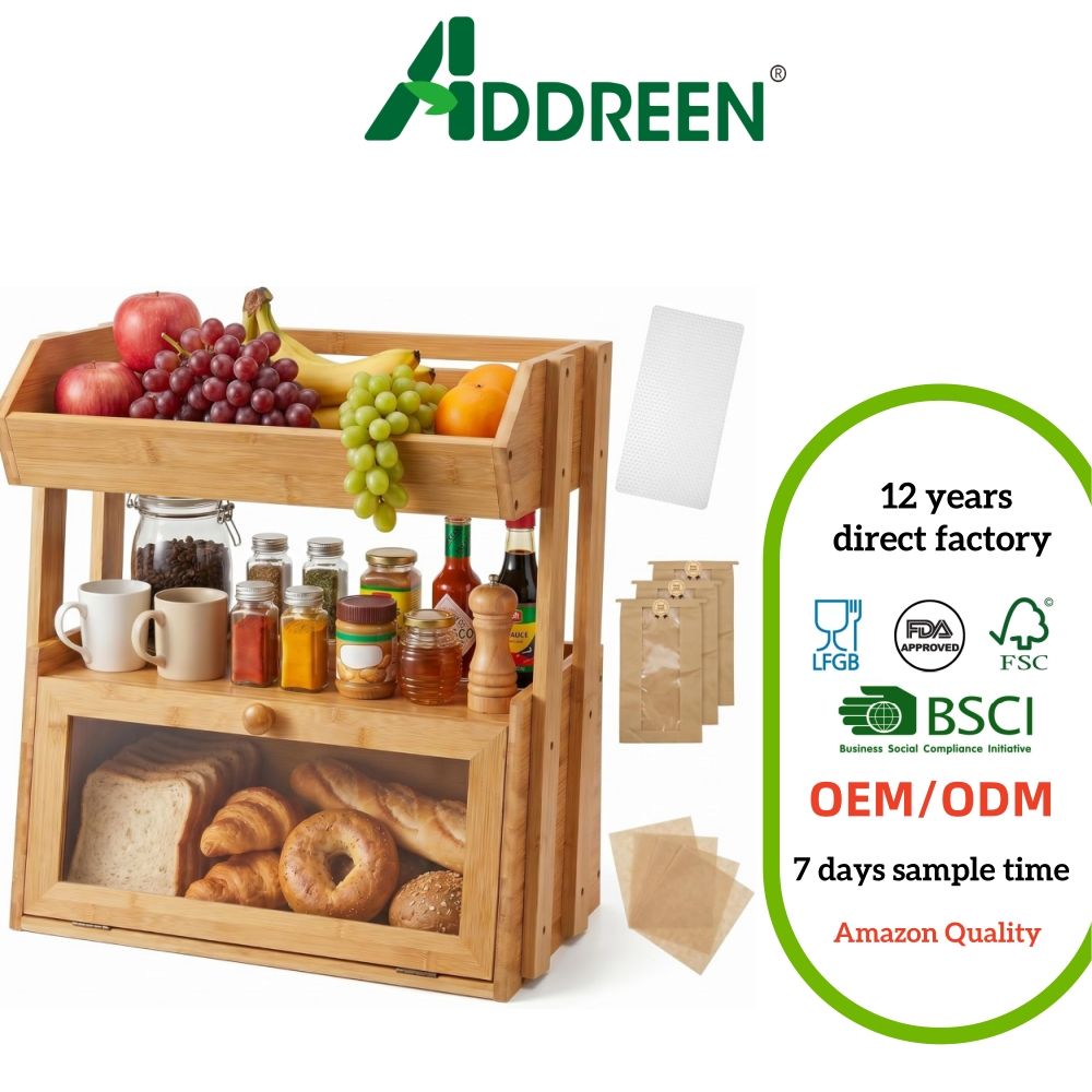 Bamboo Bread Box Kitchen Countertop 2 Tier Large Storage Fruit Basket Top Window Farmhouse Organizer Snacks Vegetables01 Bamboo Bread Box Kitchen Countertop 2 Tier Large Storage Fruit Basket Top Window Farmhouse Organizer Snacks Vegetables - Image 1