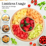 Bamboo Cake Stand With Dome Multi Function 6 in 1 Cake Holder Serving Platter Round Veggie Stand and Salad Bowl - Image 3