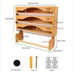 Bamboo Dispenser with Cutter for Home Kitchen Compatible with Roll Bamboo Cling Film Storage Box Rectangle Shape for Home Use - Image 2