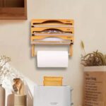 Bamboo Dispenser with Cutter for Home Kitchen Compatible with Roll Bamboo Cling Film Storage Box Rectangle Shape for Home Use - Image 3