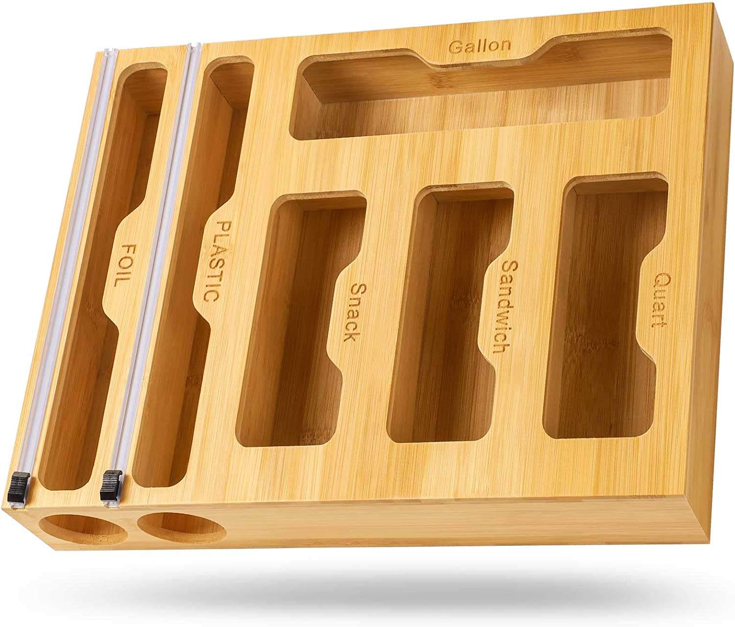 Bamboo Expandable Large Flexible Kitchen Drawer Organizer with Ziplock Bags Rectangle Shape 1-3L Capacity for Food Storage01 Bamboo Expandable Large Flexible Kitchen Drawer Organizer with Ziplock Bags Rectangle Shape 1-3L Capacity for Food Storage - Image 1