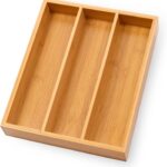 Bamboo Kitchen Drawer Organizer Lacquer Finish Pot-Friendly Silverware Flatware Utensil Tray Sustainable Natural Storage