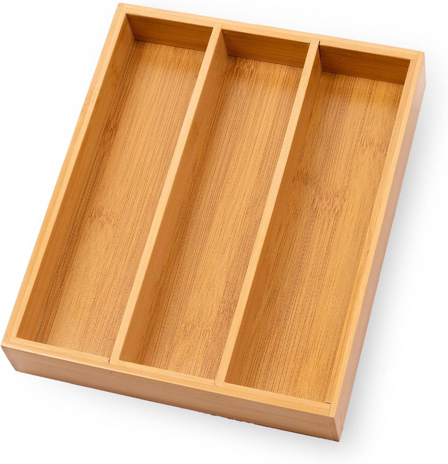 Bamboo Kitchen Drawer Organizer Lacquer Finish Pot-Friendly Silverware Flatware Utensil Tray Sustainable Natural Storage01 Bamboo Kitchen Drawer Organizer Lacquer Finish Pot-Friendly Silverware Flatware Utensil Tray Sustainable Natural Storage - Image 1
