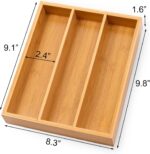 Bamboo Kitchen Drawer Organizer Lacquer Finish Pot-Friendly Silverware Flatware Utensil Tray Sustainable Natural Storage - Image 3