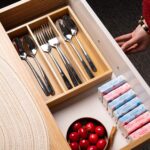 Bamboo Kitchen Drawer Organizer Lacquer Finish Pot-Friendly Silverware Flatware Utensil Tray Sustainable Natural Storage - Image 2