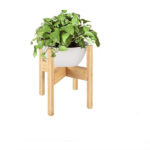 Bamboo Plant Stand & Flower Pot Holder up to 8 Inch Pot-Home Decor Mid Century Modern Design (Pot Not Included)