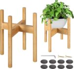 Bamboo Plant Stand & Flower Pot Holder up to 8 Inch Pot-Home Decor Mid Century Modern Design (Pot Not Included) - Image 3