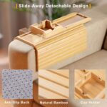 Bamboo Sofa Cup Holder Sofa Tray Cup Holder for Beverage Snacks, Multifunctional Sofa Armrest Tray - Image 2