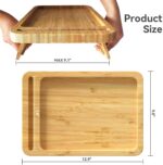 Bamboo Storage Tray Table with Clip Armrest Organizer for Drinks Remote Control Snacks on Sofa Couch Arm Rest - Image 3