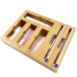 Bamboo Ziplock Bag Storage Organizer for Kitchen Drawer Openable Top Lids Food Storage Black Bamboo Ziplock Bag Storage Organize - Image 3