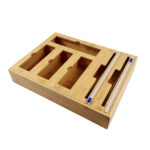 Bamboo Ziplock Bag Storage Organizer for Kitchen Drawer Openable Top Lids Food Storage Black Bamboo Ziplock Bag Storage Organize - Image 2