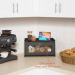 Black Vintage Wooden Countertop Bread Box Small Farmhouse Kitchen Organizer Cabinet for Homemade Storage Bins Storage - Image 2