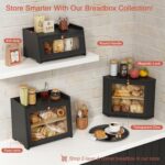 Black Vintage Wooden Countertop Bread Box Small Farmhouse Kitchen Organizer Cabinet for Homemade Storage Bins Storage - Image 3