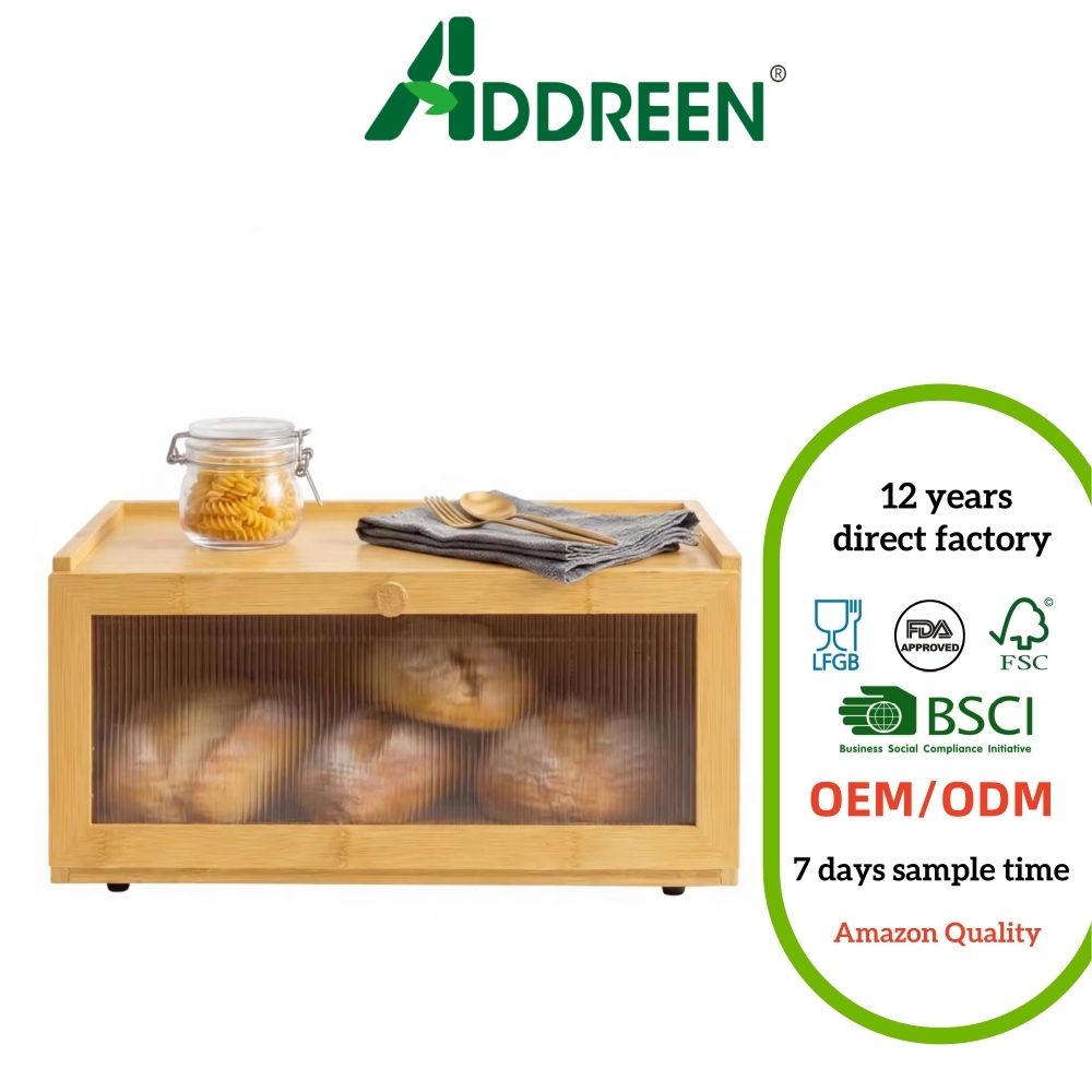 Culinary Couture Bamboo Bread Box Kitchen Countertop Large Capacity Eco-Friendly Storage Homemade Bread Acrylic Window Storage01 Culinary Couture Bamboo Bread Box Kitchen Countertop Large Capacity Eco-Friendly Storage Homemade Bread Acrylic Window Storage - Image 1