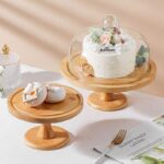Custom 6-in-1 Multifunctional Bamboo Cake Stand With Clear Acrylic Dome Cover Wooden Cake Holder, Stand Serving Platter - Image 3