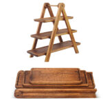Dessert Fruitcake Display Tray Wood 3 Tier Serving Tray Ladder for Cupcake Drinks Desserts Fruits - Image 2