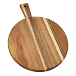 Eco-Friendly Acacia Wood Serving Board for Pizza Bread Charcuterie with Handle for Home Kitchen Use