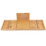 Expandable Eco-Friendly Bamboo Bathtub Tray Bath Caddy with Glass Holder Customizable Size