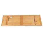 Expandable Eco-Friendly Bamboo Bathtub Tray Bath Caddy with Glass Holder Customizable Size - Image 2