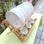 Factory Supply Discount Price Double Tier Bamboo Kitchen Folding Dish Rack Plate Holder Foldable Storage Corner Shelf Organizer - Image 3