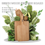 Kitchen Beech Wood Bread Serving Board with Handle Wooden Cutting Block for Charcuterie Chopping Kitchenware - Image 2