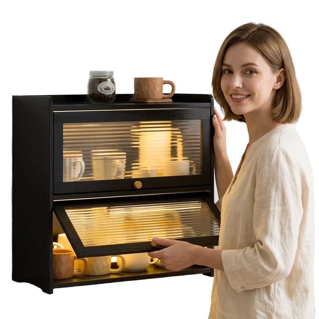 Large Black Bamboo Rectangle Modern Bread Box Kitchen Counter Cabinet Organizer Home-made Bread Storage Container Pantry01 Large Black Bamboo Rectangle Modern Bread Box Kitchen Counter Cabinet Organizer Home-made Bread Storage Container Pantry - Image 1
