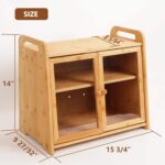 Large Capacity Double Open Door Bamboo Bread Bin Two Layers Eco-Friendly Storage Box with Handles for Kitchen & Cafe Use