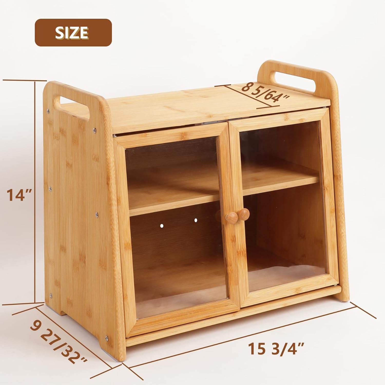 Large Capacity Double Open Door Bamboo Bread Bin Two Layers Eco-Friendly Storage Box with Handles for Kitchen & Cafe Use01 Large Capacity Double Open Door Bamboo Bread Bin Two Layers Eco-Friendly Storage Box with Handles for Kitchen & Cafe Use - Image 1