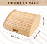 Large Double-Layered Bamboo Roll Top Bread Box Natural Wood Kitchen Countertop Food Storage with Lacquer Technique - Image 2