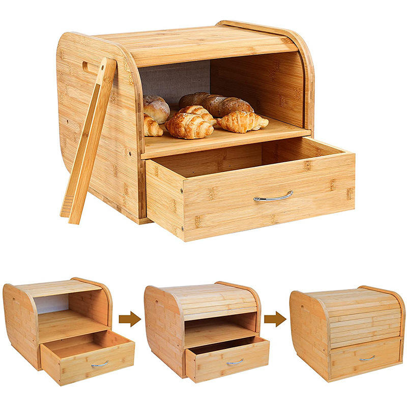 Modern Eco-Friendly Bamboo Bread Bin Large Capacity Customized Storage Box for Kitchen Cafes Camping High Foot Design01 Modern Eco-Friendly Bamboo Bread Bin Large Capacity Customized Storage Box for Kitchen Cafes Camping High Foot Design - Image 1