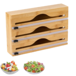 Modern Multi-Layer Wall-Mounted Wrap Cutter Two-Way Sliding Knife for Bamboo Wood Tin Foil Storage Rectangle Home Organizer Tool - Image 2