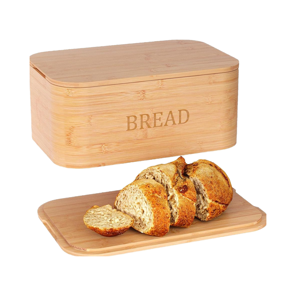 Natural Bamboo Bread Box Cutting Board Lid Kitchen Countertop Food Storage Container Airtight Bread Storage Container01 Natural Bamboo Bread Box Cutting Board Lid Kitchen Countertop Food Storage Container Airtight Bread Storage Container - Image 1
