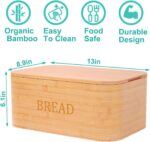 Natural Bamboo Bread Box Cutting Board Lid Kitchen Countertop Food Storage Container Airtight Bread Storage Container - Image 3
